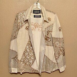 Indigo Moon Beaded, Lace, sequined, Embroidered Women’s Blazer and Blouse Size M